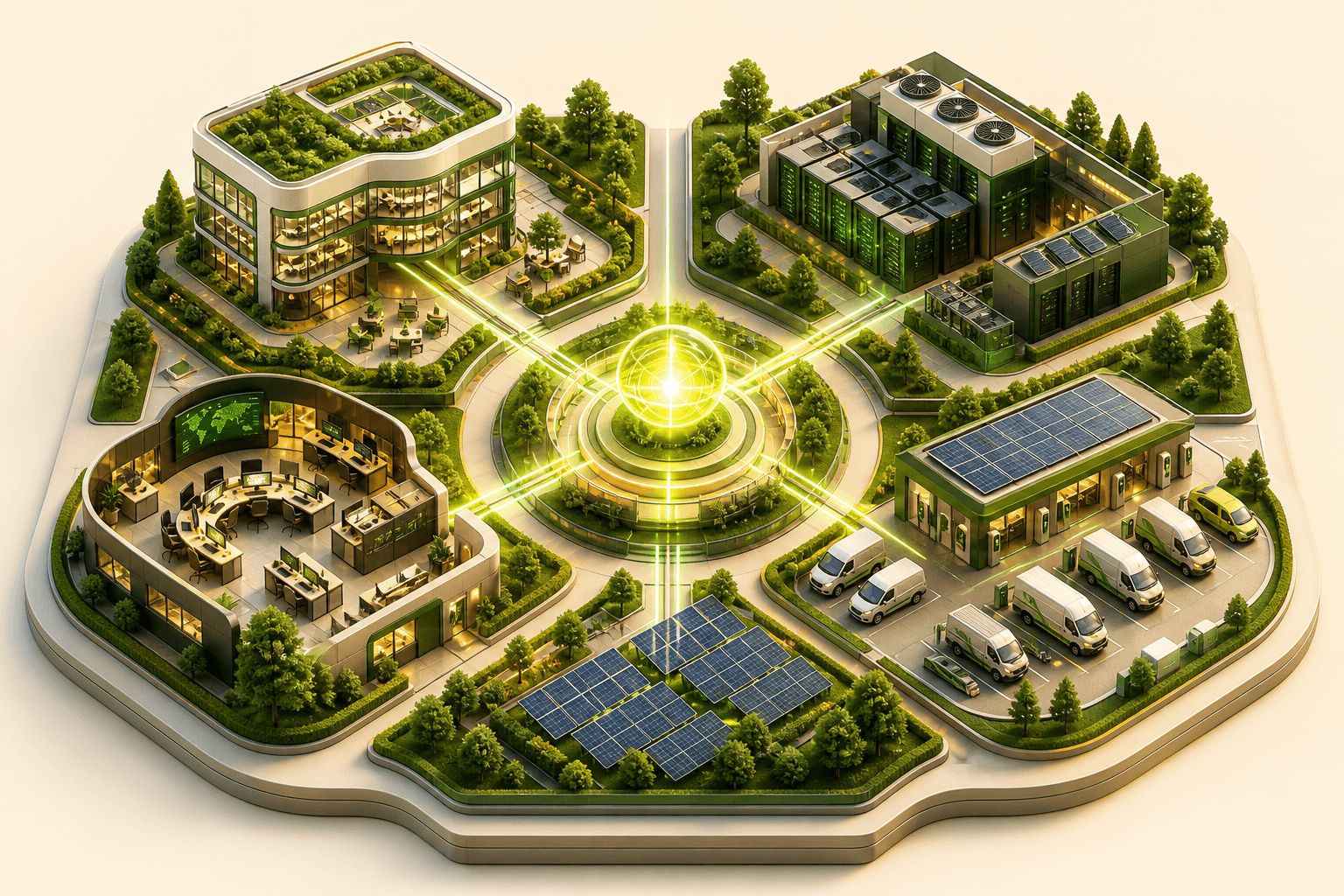 Ecossistema de áreas conectadas por um núcleo de energia